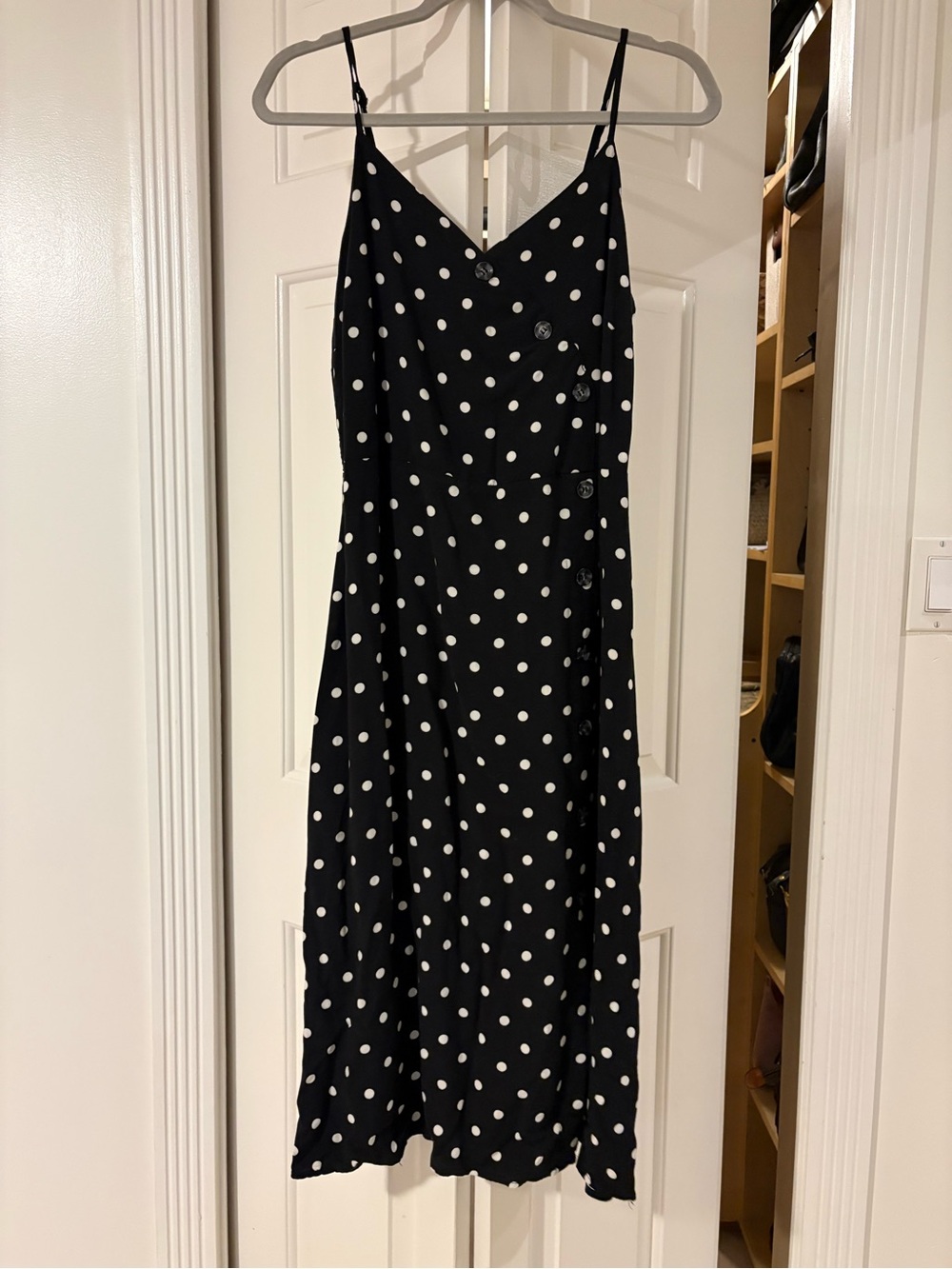 Warehouse Black and White Polka Dot Midi Slip Dress